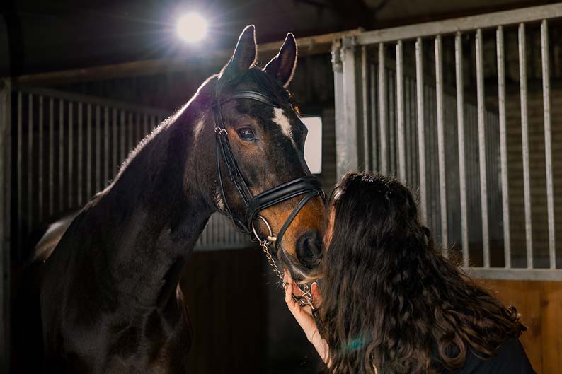 Fotoshoot met je paard bij je thuis of manege. Samen op de foto met je paard. Door Angela Kiemeneij Fotografie.